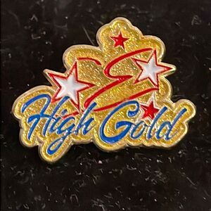 1.25” gold tone star design w/red white & blue enamel hat lapel pin tie tack